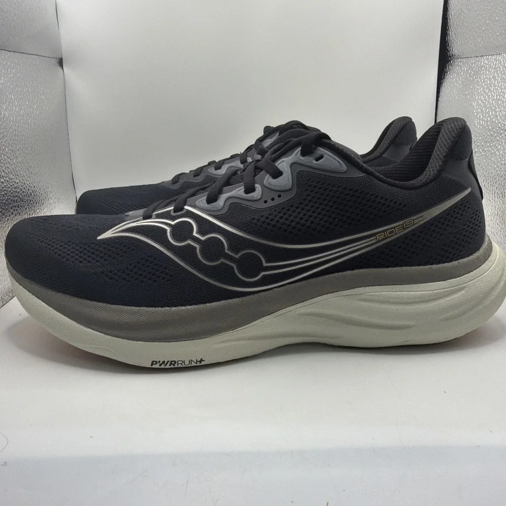 Saucony Men's Athleisure Ride 19 Running Shoe Black/Pewter Size 12. New